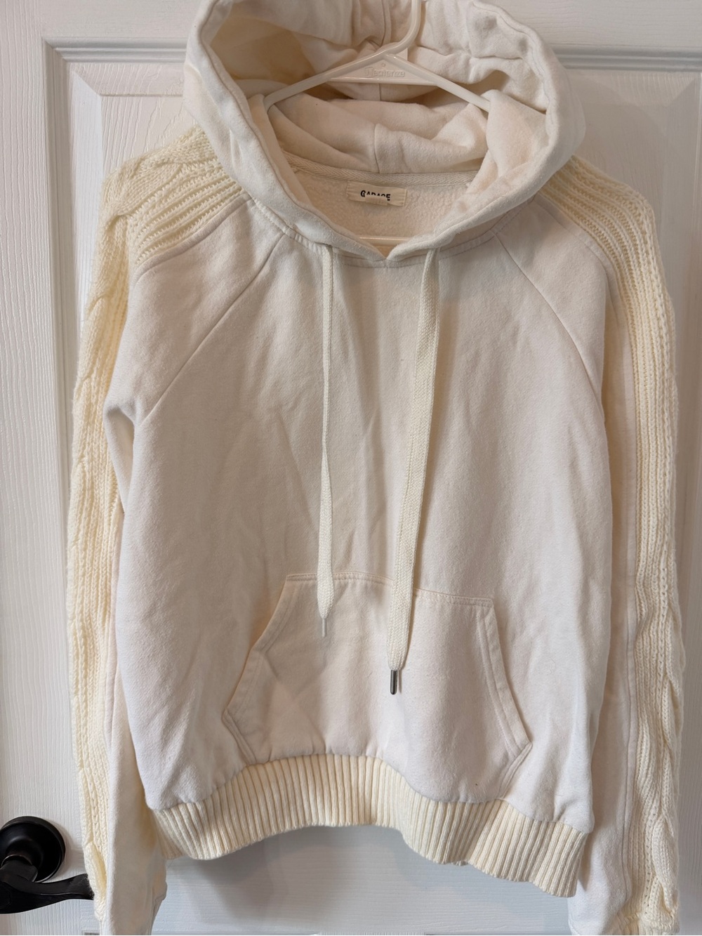 Garage Cream Cable-Trim Hoodie Sweater